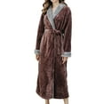 thumbnail image 1 of Defitshape Women's Full Length Plush Robe Ladies Soft Long Sleeve Shawl Collor Warm Kimono SPA Hotel Hot Tub Bath Lounge Shower Long Fuzzy Fleece Bathrobe with Pockets Coffee Brown Large, 1 of 5
