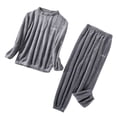 thumbnail image 1 of Defitshape Women's Fuzzy Fleece Pajama Set Thick Warm Loose Fit Cozy Winter Loungewear Plush 2 Piece Long Sleeve Long Pants Pjs Cute Lightweight Lounge Set Grey Small-Large, 1 of 1