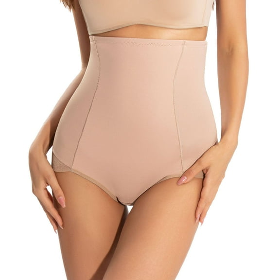 Defitshape Women's High Waist Shaper Shorts Tummy Control Body Shaper Cincher Tight Waist Trainer Stomach Belly Slimmer Postpartum Butt Lifter Panties Underwear Apricot Medium