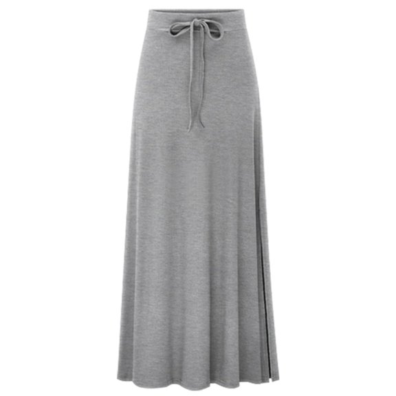 Defitshape Women's High Waist Skirt Bodycon Fitted Long Side Slit Cotton Stretchy Elegant Basic Fall Spring Casual Skirts Grey Medium
