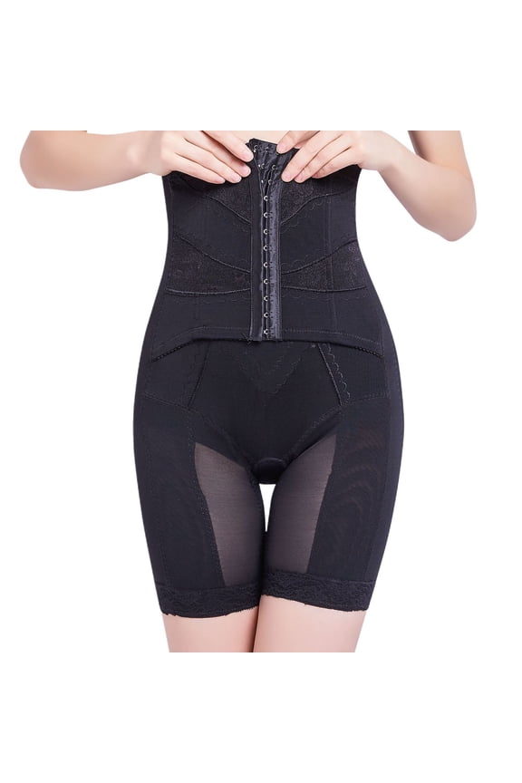 Women's High Waisted Shapewear Shorts Firm Tummy Control Open Crotch Body Shaper Waist Cincher Girdle Butt Lifter Tummy Slimming Postpartum Thigh Slimmer Black 12