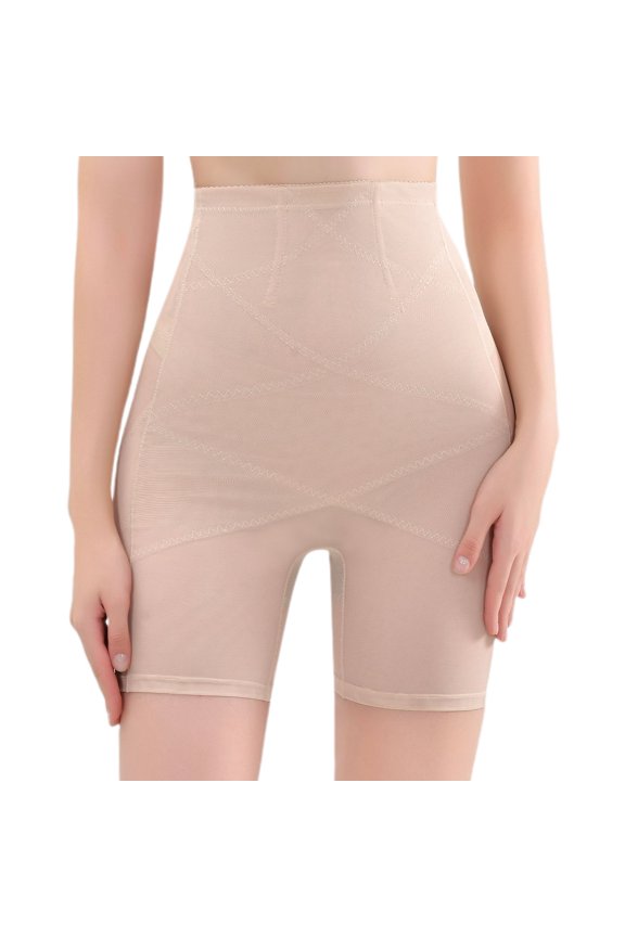 Women's High Waisted Shapewear Shorts Wedding Mesh Body Shaper Shorts Butt Lifting Mid Thigh Tight Mesh Seamless Nude X-Small