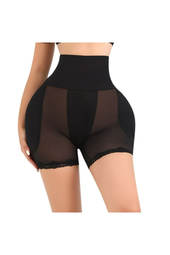 Women's Hip Pads High Waisted Tummy Control Shaper Shorts Padding Mesh Body Shaper Plus Size Mid Thigh Padded Slimming Tight Butt Lifter Black 14
