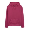 thumbnail image 1 of Defitshape Women's Hooded Sweatshirt Solid Thermal Kangaroo Pocket Pullover Sweatshirt Fashion Fall Top Winter Comfy Long Sleeve Loose Fit Hoodie Burgundy 18, 1 of 1