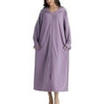 thumbnail image 1 of Defitshape Women's Long Hooded Robe Zipper Front Soft Lightweight Long Sleeve Zip Up Bathrobe Comfy Spring Fall Sleeping Lounge Calf Length Maternity Housecoat Purple X-Large, 1 of 4