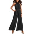 thumbnail image 1 of Defitshape Women's Long Jumpsuit Fall Jumpsuits Jumpers & Rompers Sleeveless Pant Backless Summer Wide Leg Jumpers And Rompers Black 8-10, 1 of 4