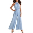 thumbnail image 1 of Defitshape Women's Long Jumpsuit Fall Jumpsuits Jumpers & Rompers Sleeveless Pant Backless Summer Wide Leg Jumpers And Rompers Light Blue 4-6, 1 of 4