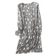 thumbnail image 1 of Defitshape Women's Long Sleeve Cotton Nightgown Summer Fall Cute Short Sleep Shirt Soft Pajama Nightshirt Lightweight Pjs Cartoon Sleepwear Patterned9 Grey Penguin X-Large, 1 of 4