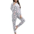 thumbnail image 1 of Defitshape Women's Long Sleeve Hooded Onesie Pajama Fuzzy Fleece Cute Winter Warm Full Zip Adult Onesies Fall Pocket Ribbed Cuffs Footless Cozy One Piece Sleepwear w/ Hood Light Pink XX-Large, 1 of 5