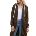 thumbnail image 1 of Defitshape Women's Long Sleeve Hoodie Hooded Sweatshirt Zip Up Long Fashion Winter Thermal Full Zip Soft Top Coffee 20, 1 of 4