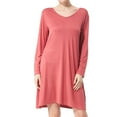 thumbnail image 1 of Defitshape Women's Long Sleeve Nightgown V Neck Cotton Blend Sleep Dress Plus Size Nightwear Stretchy Red X-Large, 1 of 5