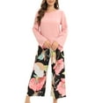 thumbnail image 1 of Defitshape Women's Long Sleeve Pajamas Cute Pjs 2 Piece Holiday Comfy Lightweight Printed Fall Pj Set Style3 8-10, 1 of 1