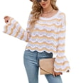 thumbnail image 1 of Defitshape Women's Long Sleeve Pullover Sweater Knit Cropped Top Short Soft Bell Sleeve Cozy Crewneck Fashion Knitwear Yellow Small, 1 of 4
