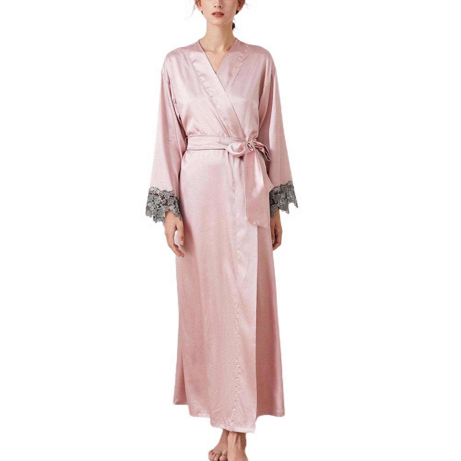 Defitshape Women's Long Sleeve Robe Bath Pjs Soft Lightweight Long ...