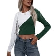 thumbnail image 1 of Defitshape Women's Long Sleeve T Shirt Fitted Crop Top Summer Casual Crop Lightweight Cut Out Soft Stretch Shirt Dark Green Large, 1 of 4