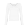 thumbnail image 1 of Defitshape Women's Long Sleeve Top Fall Shirt Soft Spandex V Neck Tight Summer Spring Stretch Comfy Fitted Blouse White Small, 1 of 1