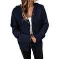 thumbnail image 1 of Defitshape Women's Long Sleeve Top Knit Cardigan Hooded Button Casual Holiday Soft Drop Shoulder Cardigan Sweater Navy Small, 1 of 4