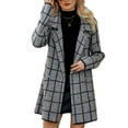 thumbnail image 1 of Defitshape Women's Open Front Cardigan Sweater Plaid/ Stripe/ Houndstooth Long Sleeve Coat Printed Style4 Large, 1 of 5