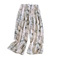 thumbnail image 1 of Defitshape Women's Pj Sleep Bottoms Comfy Pajama Capri Lounge Pants Chic Capri Pajama Bottoms Cool Cropped Elastic Band Light Oversize Style11 Large, 1 of 1