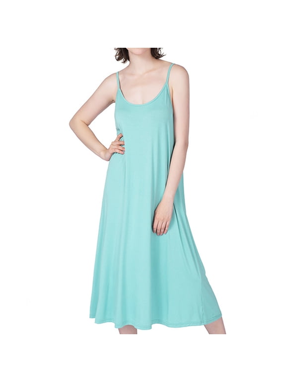 Women's Plus Size Bamboo Nightgown Cami Cotton Sleepwear Sleeveless Loungewear Soft Summer Night Pajama Sleep Dress Knee Length Nightwear Green 4X