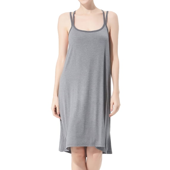 Defitshape Women's Plus Size Cotton Nightgown Cami Sleepwear Sleeveless Summer Loungewear Soft Comfy Camisole Night Pajama Sleep Lounge Dress Grey 5X