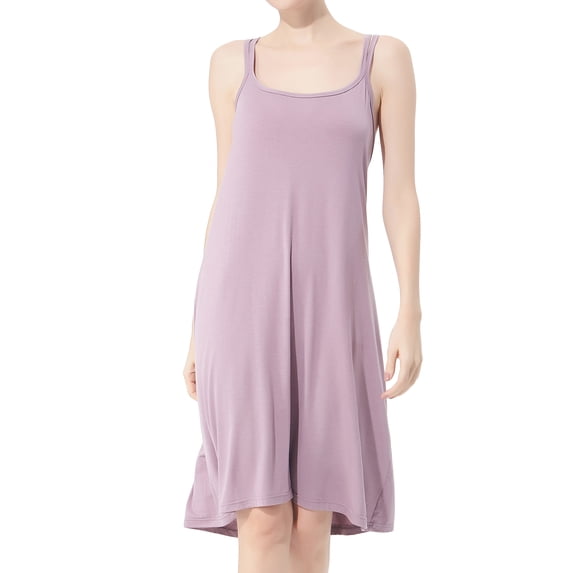 Defitshape Women's Plus Size Cotton Nightgown Cami Sleepwear Sleeveless Summer Loungewear Soft Comfy Camisole Night Pajama Sleep Lounge Dress Pruple 3X