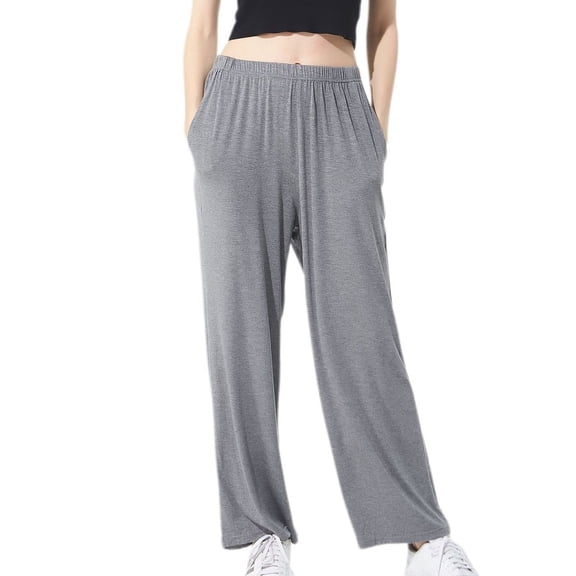 Defitshape Women's Plus Size Cotton Pajama Pant Summer Sleep Bottoms Soft Cool Comfy Stretch Fall Lounging Spring Loose Casual Loungewear Dark Grey Large