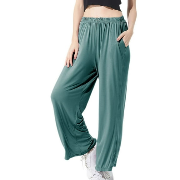 Defitshape Women's Plus Size Cotton Pajama Pant Summer Sleep Bottoms Soft Cool Comfy Stretch Fall Lounging Spring Loose Casual Loungewear Green 3X-Large