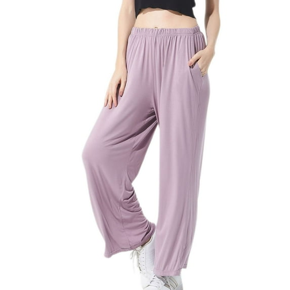 Defitshape Women's Plus Size Cotton Pajama Pant Summer Sleep Bottoms Soft Cool Comfy Stretch Fall Lounging Spring Loose Casual Loungewear Purple 3X-Large
