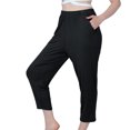 thumbnail image 1 of Defitshape Women's Plus Size Pajama Pant Pj Bottom Mid Rise Summer Thin Stretch Sleep Bottoms Black X-Large, 1 of 5