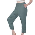 thumbnail image 1 of Defitshape Women's Plus Size Pajama Pant Pj Bottom Mid Rise Summer Thin Stretch Sleep Bottoms Green 4X-Large, 1 of 5