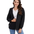 thumbnail image 1 of Defitshape Women's Rain Jacket Outdoor Waterproof Short Anoraks Hooded Lightweight Raincoat Long Sleeve Full Zip Fall Top Casual Windbreaker Black 16, 1 of 5