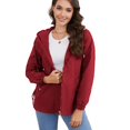 thumbnail image 1 of Defitshape Women's Rain Jacket Outdoor Waterproof Short Anoraks Hooded Lightweight Raincoat Long Sleeve Full Zip Fall Top Casual Windbreaker Burgundy 4, 1 of 5
