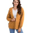 thumbnail image 1 of Defitshape Women's Rain Jacket Outdoor Waterproof Short Anoraks Hooded Lightweight Raincoat Long Sleeve Full Zip Fall Top Casual Windbreaker Golden 14, 1 of 5