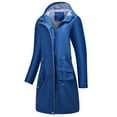 thumbnail image 1 of Defitshape Women's Raincoat Hooded Rain Jacket Long Casual Full Zip Anorak Spring Fall Jackets Knee Length Midi Windbreaker Pockets Waterproof Ladies Fashion Blue 12, 1 of 5