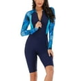 thumbnail image 1 of Defitshape Women's Rash Guard One Piece Swimsuit Zip Up Modest Bathing Suit Long Sleeve Spring Beach Shorts Blue Medium, 1 of 4
