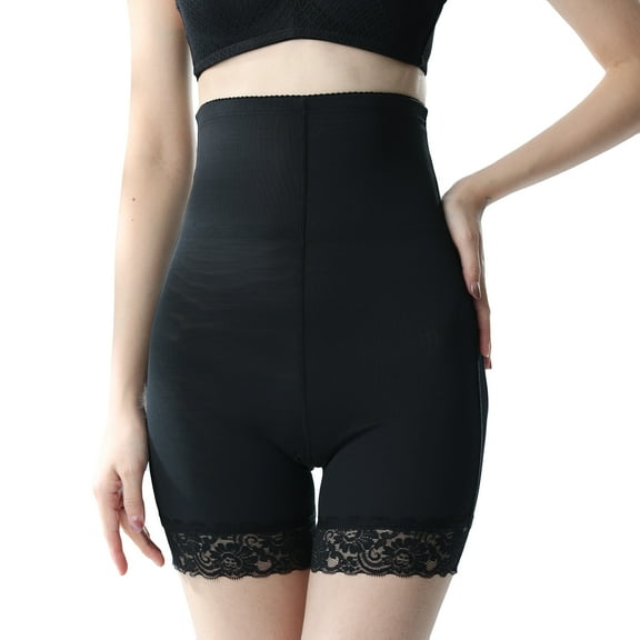 Defitshape Women's Removable Padded Butt Lifter Lace High Waist Slimming Tummy Control Hip Enhancer Firm Compression Butt Pads Shapewear Shorts Underwear Black Small