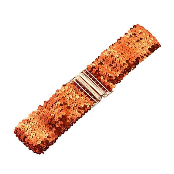 Defitshape Women's Rhinestone Belt Metal Belt For Dress Stretch Slimming Halloween Cosplay Theme Party Buckle Party Sequin Shimmering Summer Orange One Size