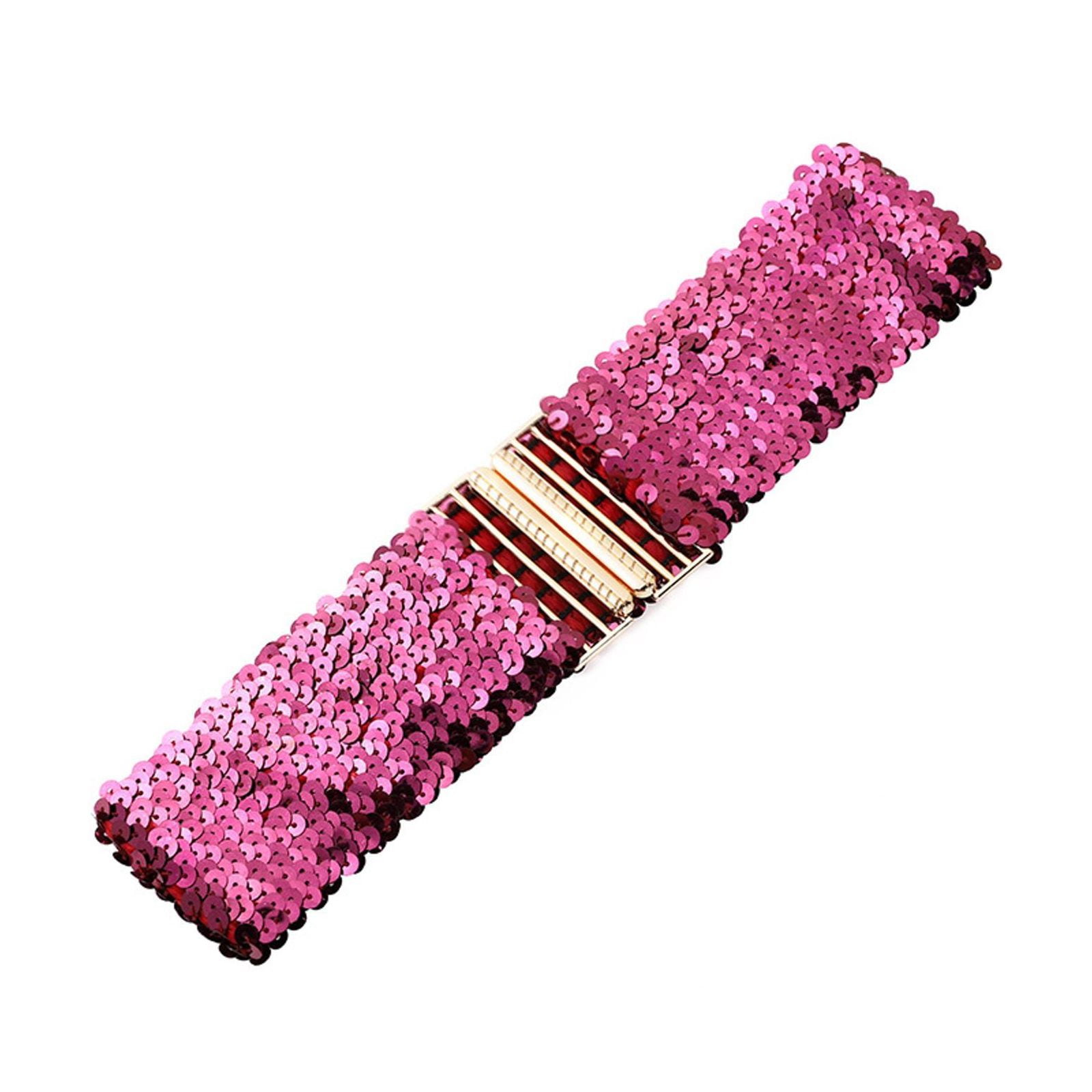 Defitshape Women's Rhinestone Belt Metal Belt For Dress Stretch