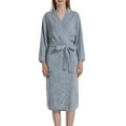 thumbnail image 1 of Defitshape Women's Robe Long Sleeve Pocket Soft Holiday Bath Terry Cloth Cozy Sleeping Bathrobe Light Lightweight Sleepwear Light Blue Large, 1 of 4
