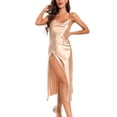 thumbnail image 1 of Defitshape Women's Sain Nightgown Night Gown Cowl Neck Long Silky Sleep Dress Soft High Slit Slim Fit Sleeveless Cami Summer Sleepwear Golden X-Large, 1 of 4