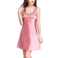 thumbnail image 1 of Defitshape Women's Satin Nightgown Sleeveless Sleep DressLight Pull On Cami Bunched Empire Waist Mid Thigh Night Gown Coral 12, 1 of 5