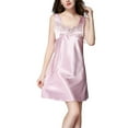 thumbnail image 1 of Defitshape Women's Satin Nightgown Sleeveless Sleep DressLight Pull On Cami Bunched Empire Waist Mid Thigh Night Gown Light Pink 14, 1 of 1