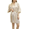 thumbnail image 1 of Defitshape Women's Satin Robe Sexy Short Silk Bath Robe Soft Comfy Lightweight Short Sleeve Sleeping Bathrobe Thin Summer Kimono Robe Wedding Party Bride Bridesmaid Sleepwear Golden Small, 1 of 4