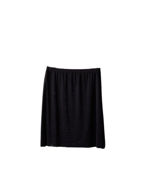 Women's Seamless Half Slip Skirt Elastic Petticoat Summer Casual Mid Rise Elastic Waist Fall Lightweight Short Underdress Black Large-X-Large