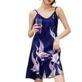 thumbnail image 1 of Defitshape Women's Sexy Satin Chemise Nightgown Pjs Short Night Dress Soft Cami Summer Silky Fall Sleep Cool Sleeveless Silk Sleepwear Navy X-Small, 1 of 1