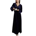 thumbnail image 1 of Defitshape Women's Sexy Velvet Vintage Nightgown Soft Pjs Warm Winter Long Lace Sleeping Spring Thick Loungewear Navy X-Large, 1 of 4