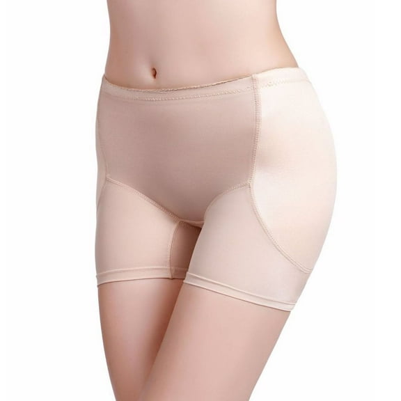 Defitshape Women's Shaper Hip Pads Butt Lift Padded Shapewear Shorts Curvy Hip Dip Padding Thigh Booty Elastic Band Tummy Firm Control Underwear Apricot Small