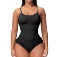 thumbnail image 1 of Defitshape Women's Shapewear Bodysuit Seamless One Piece Stomach Slimming Brief Waist Trainer Tummy Control Body Shaper Open Crotch Butt Lifter Body Briefer Spaghetti Straps Black Large, 1 of 5