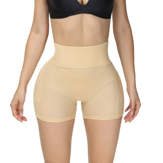 Defitshape Women's Shapewear Shorts Butt Lifter Padded Underwear Mesh High Waisted Tummy Control Body Shaper Panties Hip Dip Hip Enhancer Nude1 16-18